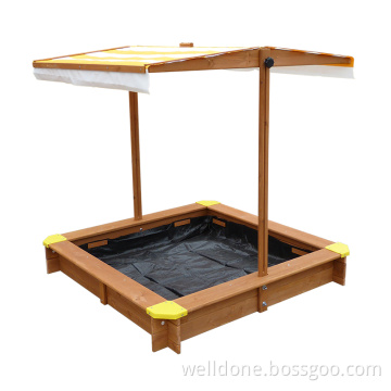 Wooden Outdoor Kids Square sandbox with lid